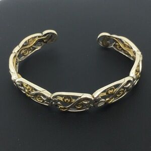 Vintage Carolyn Pollack Sterling Silver & Brass Scroll Work Bracelet Women’s OS